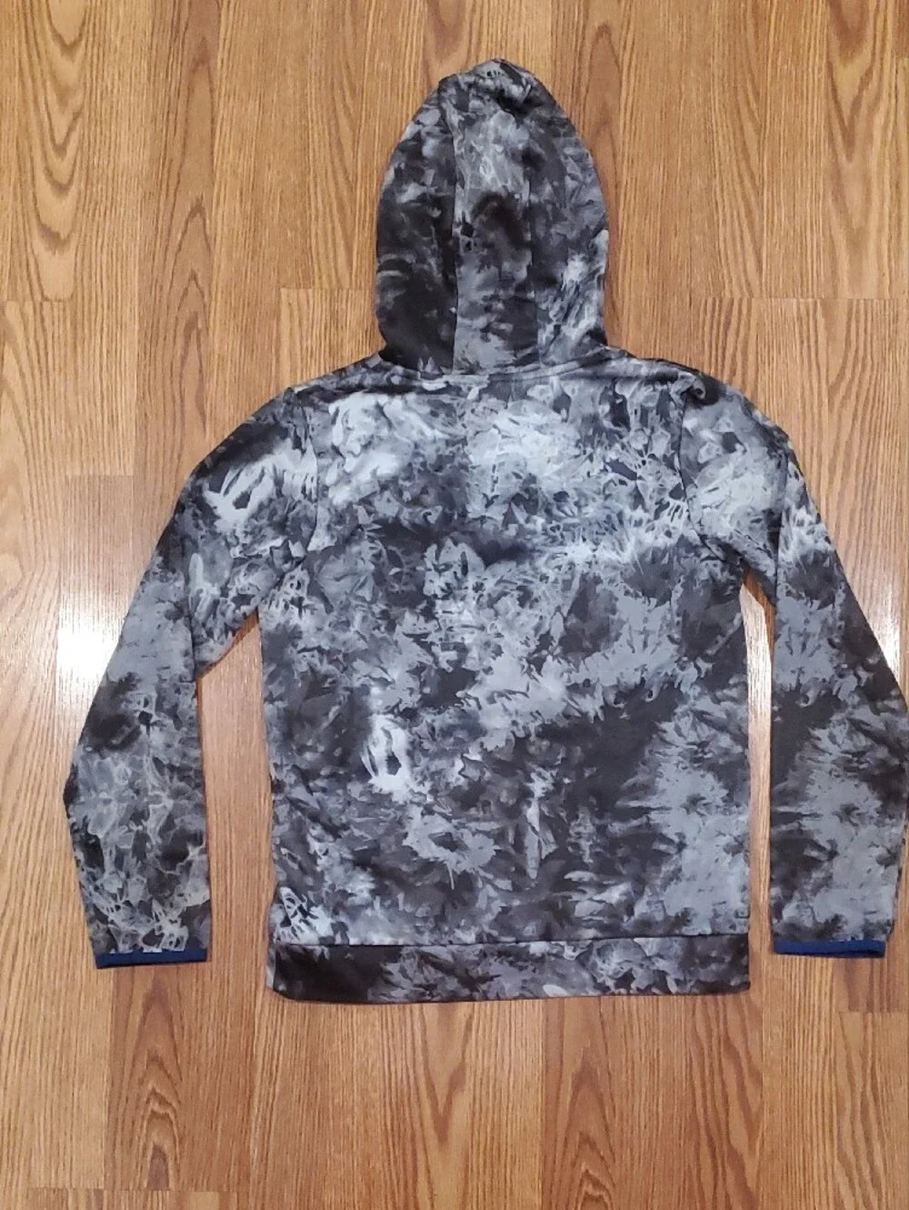 Under Armour Boys Gray And Black Camouflage Hoodie with Blue Accents